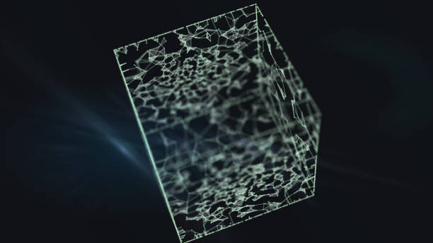 istock Conceptual background image with 3d rendering cube figure and social connection lines. 1155503359