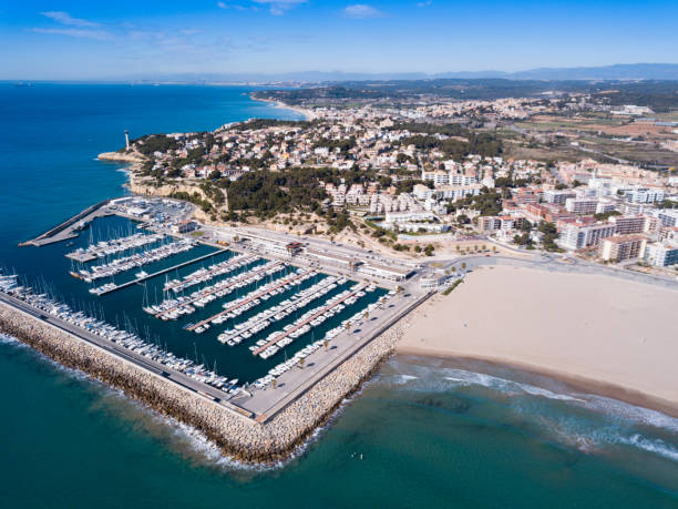 istock Aerial view of Torredembarra with harbor 1155503636