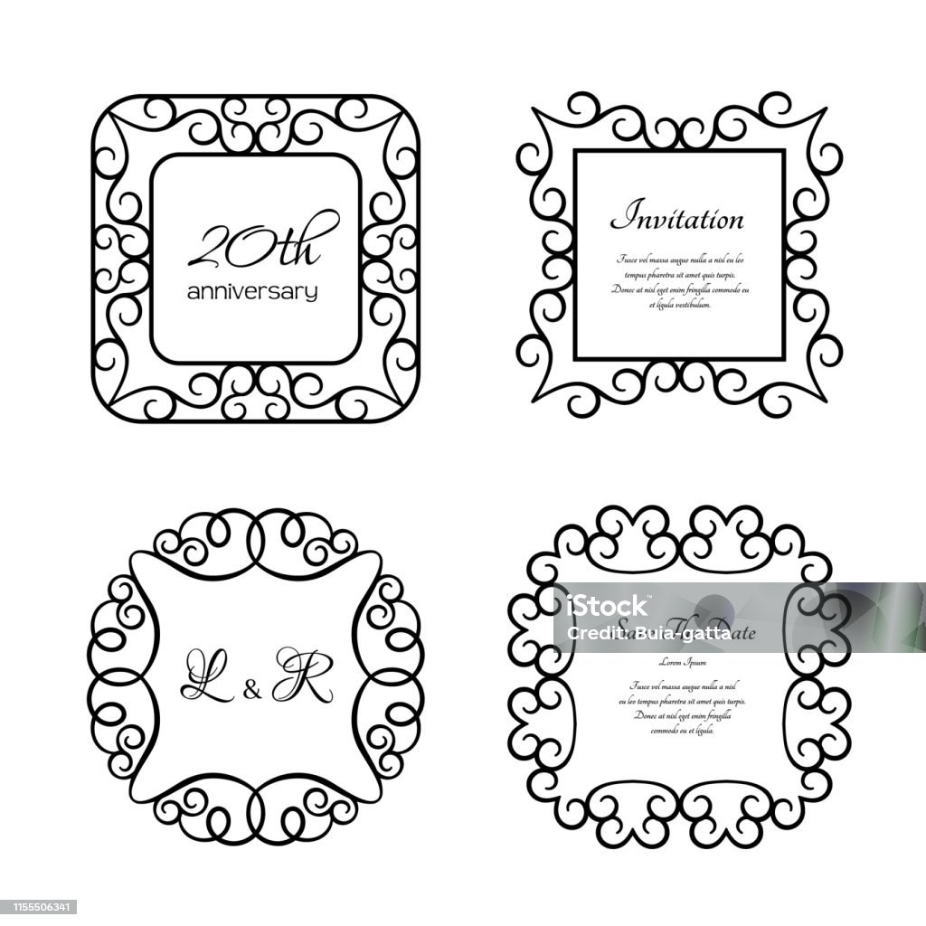 Khung Hình Cổ Điển Với Hoa Văn Viền Xoáy Hình minh họa Sẵn có ...