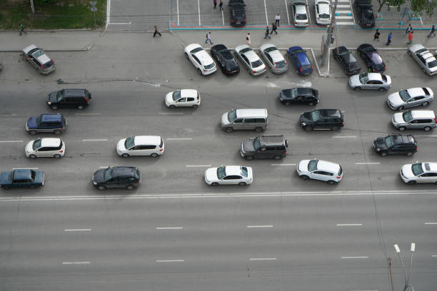 istock Traffic jam in the city top view 1155508419
