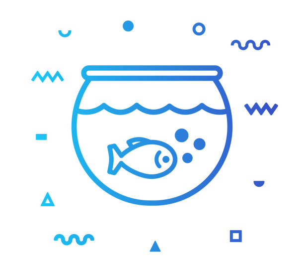 illustrations, cliparts, dessins animés et icônes de aquarium fish line style icône design - animals and pets isolated objects sea life