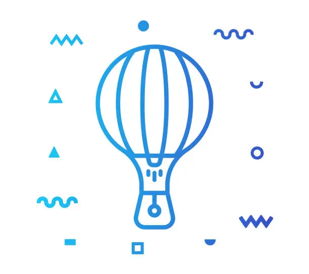 Vector illustration of Hot Air Balloon Line Style Icon Design