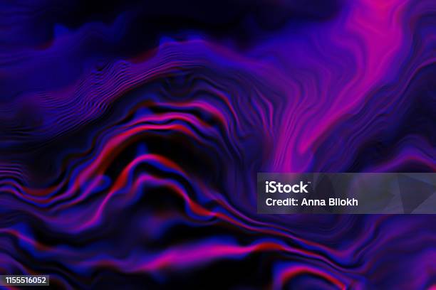 Marble Colorful Neon Wave Pattern Prism Glitch Effect Abstract Background Dark Purple Blue Hot Pink Red Black Gradient Marbled Texture Stock Photo - Download Image Now