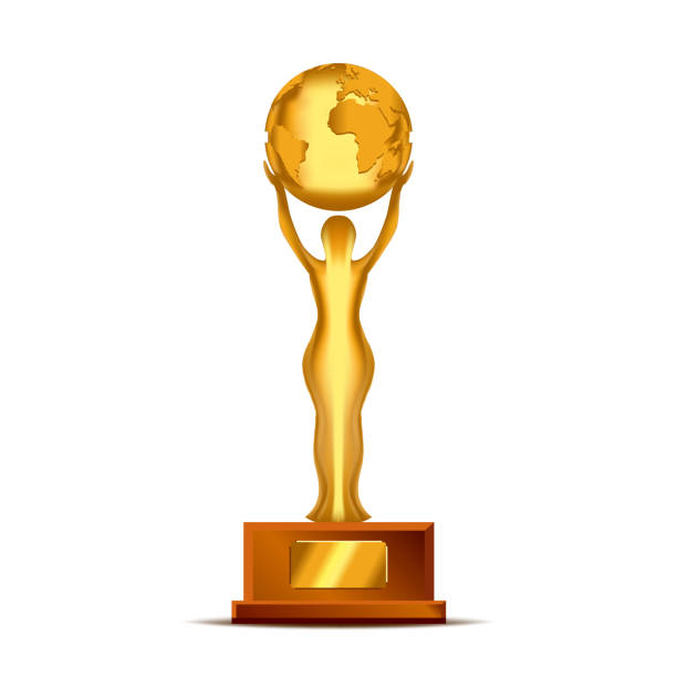 istock Realistic golden, trophy cup or award with text plate for champions. Sport winners cup. 1155524981