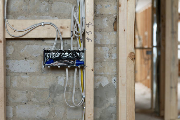 istock Close up of a new electrical box installation with wires 1155545353