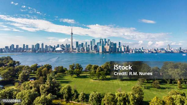 Toronto Canada Aerial View Of Toronto Skyline And Lake Ontario Stock Photo - Download Image Now