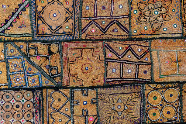 istock Detail old patchwork carpet, India. Close up 1155555357