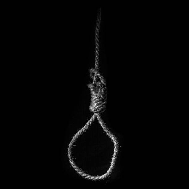 istock Loop of braided rope on a gloomy dark background, failure or suicide concept 1155556071
