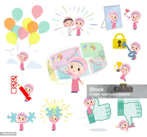 Arab Hijab Girlsuccess Stock Illustration - Download Image Now - Child, Islam, Achievement