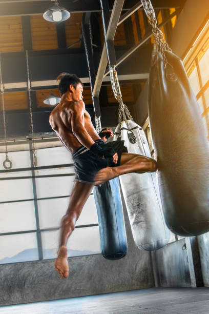 istock Boxers are diligent, trained to be brave for victory on the boxing ring. 1155557910