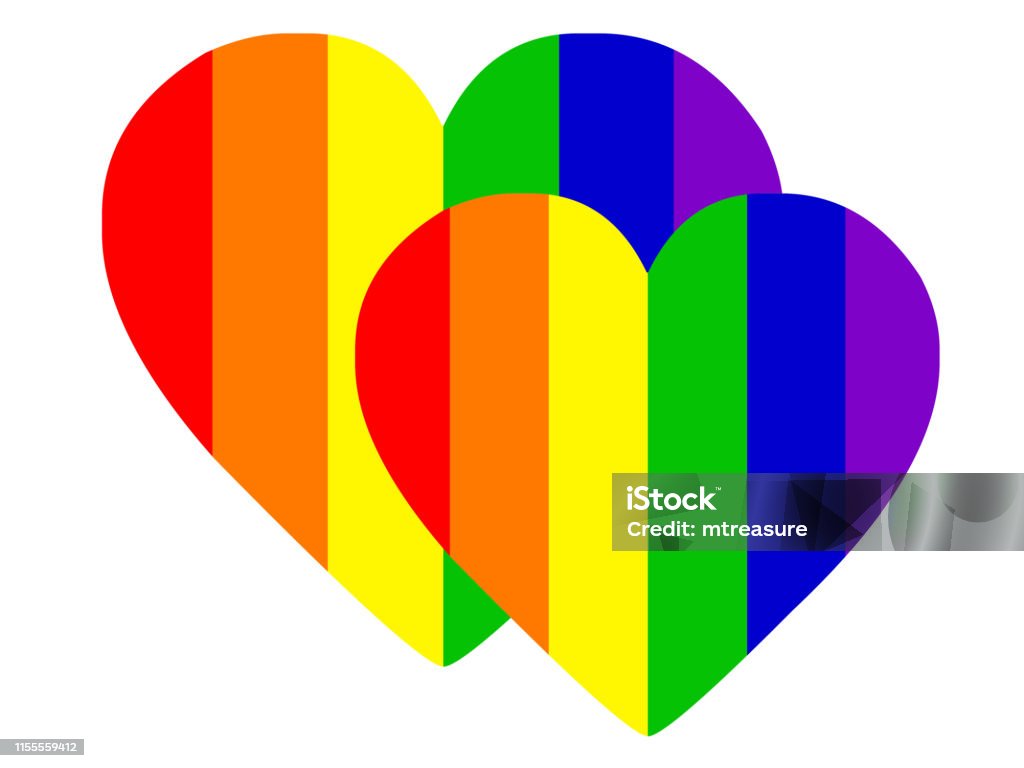 Image of LGBT rainbow love hearts gay wallpaper background illustration as abstract concept art for lesbian, gay, bisexual, trans / transgender romance, two love heart over LGBT rainbow flag spectrum for same sex couples homosexual relationships Stock photo of LGBT rainbow love hearts gay wallpaper background illustration as abstract concept art for lesbian, gay, bisexual, trans / transgender romance, two love heart over LGBT rainbow flag spectrum for same sex couples homosexual relationships Abstract stock illustration