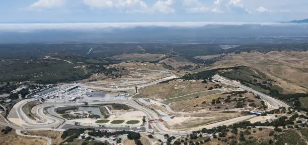 WeatherTech Raceway at Laguna Seca is a automobile racing track in Monterey County California, known for its challenging turns and elevation changes including the "Corkscrew" and the "Salinas Exit".