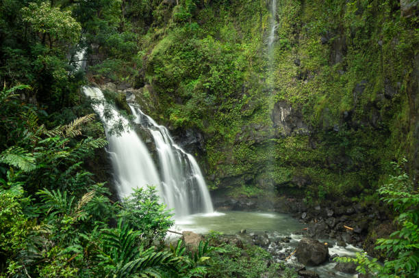 Waterfall Maui scenery stock photo