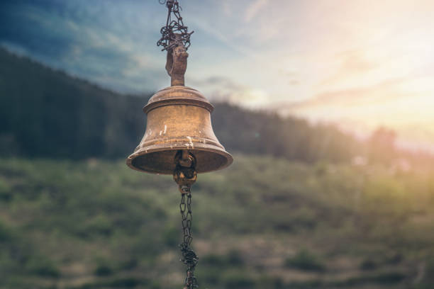 Temple Bell On Sunset Background Stock Photo - Download Image Now - Temple  - Building, Bell, Backgrounds - iStock