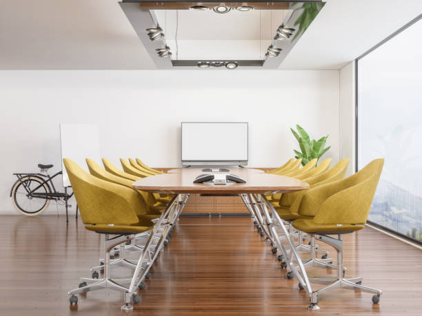 sala de reuniones con pantalla en blanco - function room fotografías e imágenes de stock