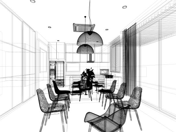 istock sketch design of interior dining ,3d rendering 1155572806
