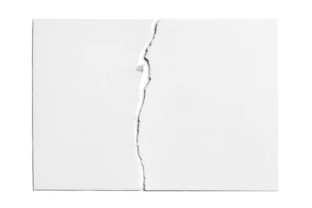 Torn paper on white Sheet of paper torn in half, isolated on white background split pictures stock pictures, royalty-free photos & images