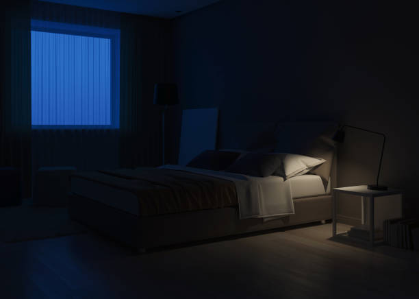 istock Modern house interior. Bedroom design in warm tones. 3D rendering. 1155583374
