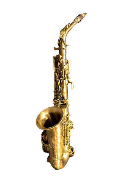 saxophon, isoliert auf weißem hintergrund - tenor stock-fotos und bilder