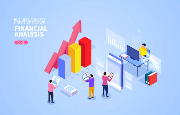Financial management and financial data analysis Financial management and financial data analysis bar graph illustrations stock illustrations
