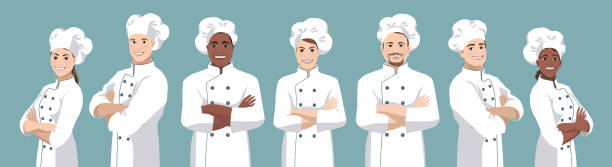 illustrazioni stock, clip art, cartoni animati e icone di tendenza di set chef 2 - chef
