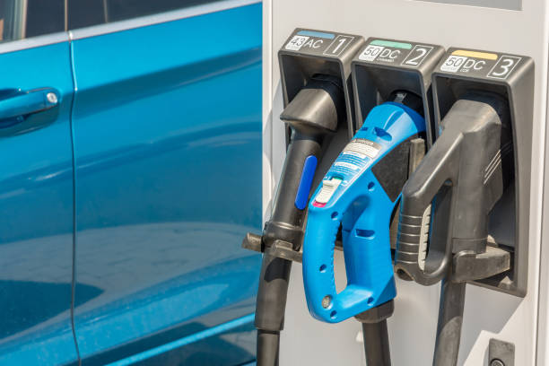istock Combined charging station with various charging couplings for various electric vehicles 1155591848