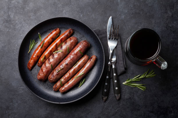 istock Grilled sausages and beer 1155601406