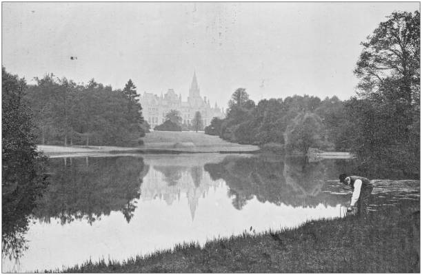 istock Antique vintage black and white photo: Eaton Hall 1155602997