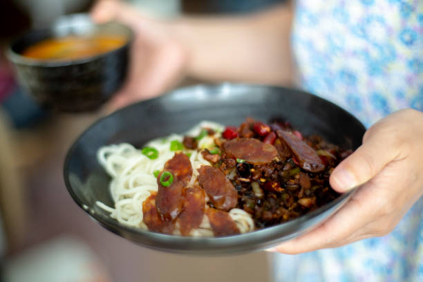 istock Homemade Chinese noodle with sausage gravy 1155604155