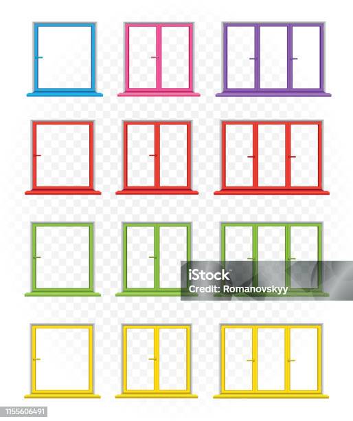 Two Window Template Multicolored Windows Template Set Stock Illustration - Download Image ...