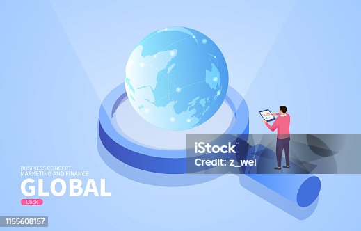 istock Earth on a magnifying glass, global business research and development 1155608157