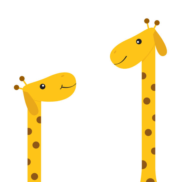 illustrations, cliparts, dessins animés et icônes de deux girafes avec spot. mère et bébé. animal de zoo. personnage de dessin animé mignon. un long cou. sauvage savane jungle animaux africains. cartes d’éducation pour les enfants. isolé. fond blanc design plat. - cartoon giraffe young animal africa