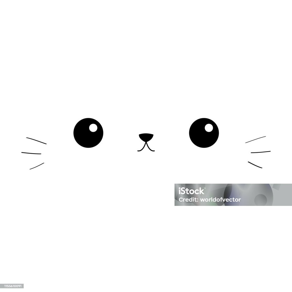 Mata Kucing Hidung Kumis Karakter Kucing Kartun Yang Lucu Kepala Wajah