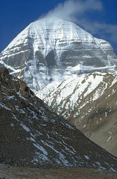 Mt. Kailash (in tibetean "Gang Rinpoche"), the holy mountain in Western Tibet. For four different religions this is the holiest place on earth.