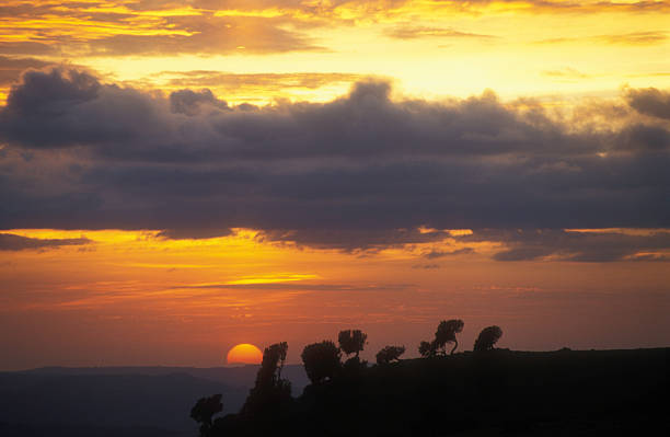 Dramatic sunset in the Simien Mountains in Northern Ethiopia.