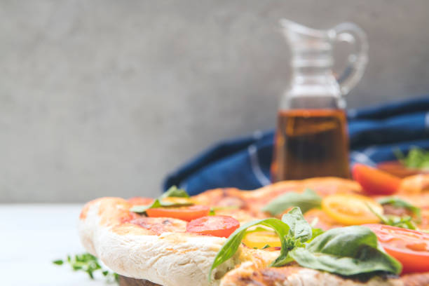 pizza and olive oil with space on text