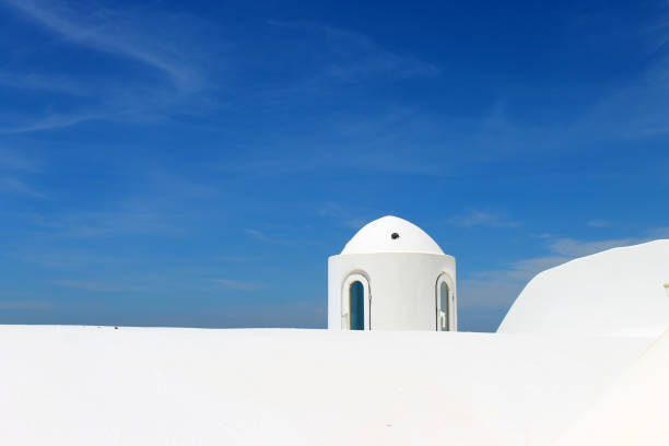 istock White and blue. Santorini church and bright clear sky. Minimalistic photo, empty space for text. Greece concept. 1155621680