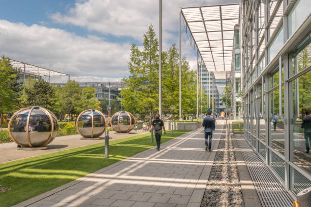 Modern offices in a business park. Photo was taken in Chiswick, London