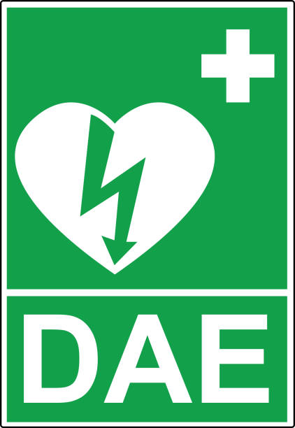 stockillustraties, clipart, cartoons en iconen met nooduitgang sign-rood geïsoleerd - defibrillator