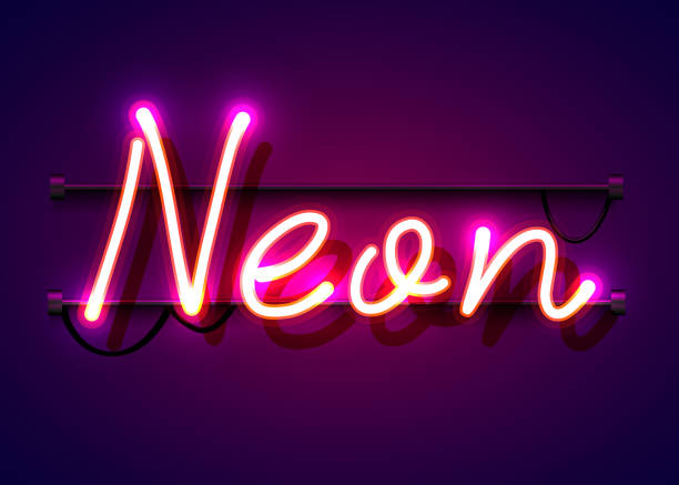 istock Neon sign, the word Neon on dark background. Background for your design, greeting card, banner. 1155631246