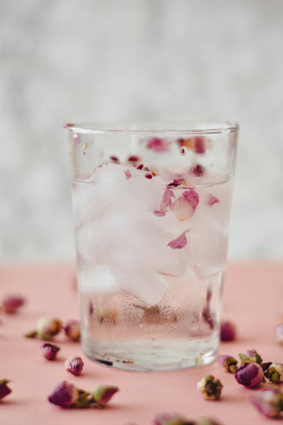 istock Rose water drink cool on pink and marble background 1155636226