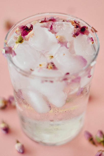 istock Rose water drink cool on pink and marble background 1155636238