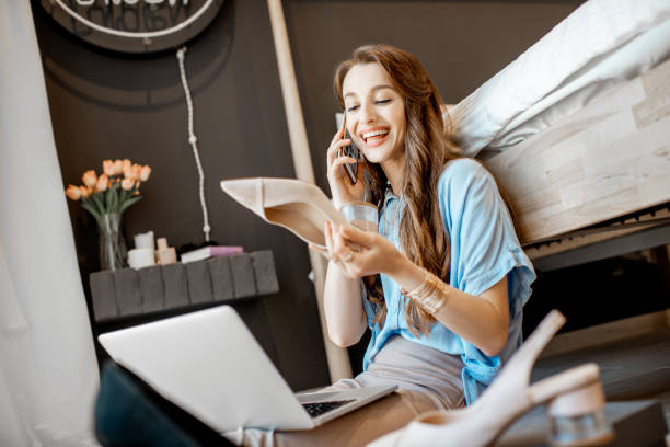istock Woman with online puchases at home 1155641237