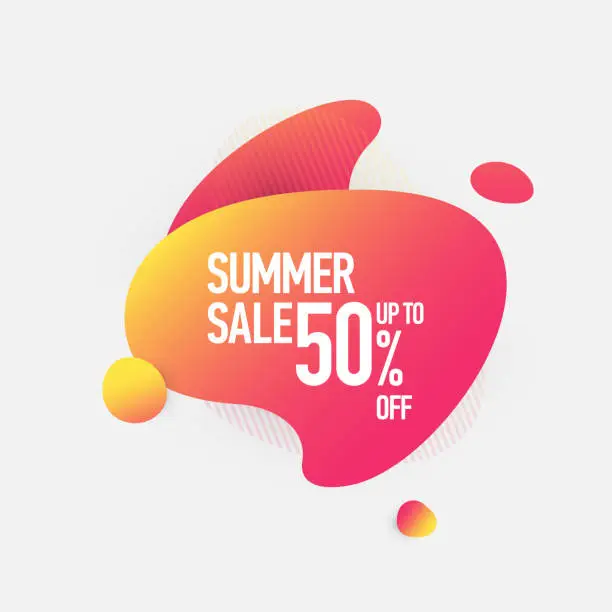 Vector illustration of Summer Sale 50% Off Fluid Liquid Style Abstract Banner Design
