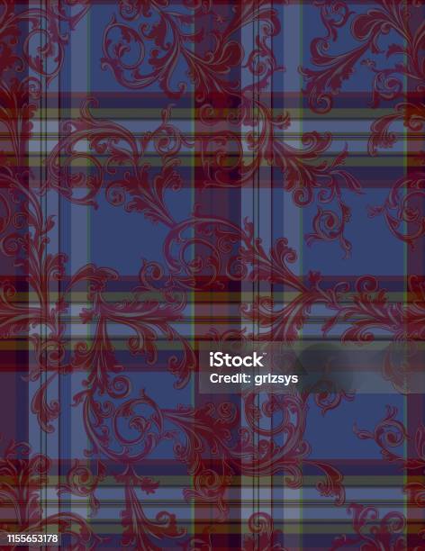 Texture Monogram Fabric Texture Check Plaid With Monogram Floral Seamless Pattern Stock ...