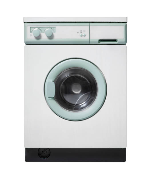 istock Old washing machine on white background. Photo with clipping path. 1155658498