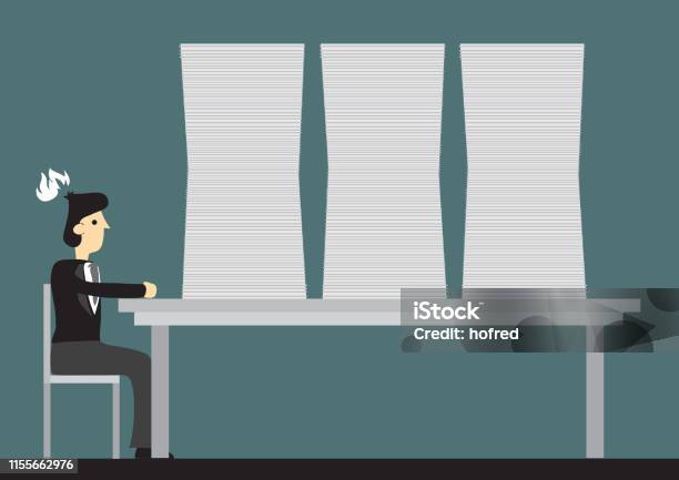 Mitarbeiter Überladen Mit Work Cartoon Vector Illustraiton Stock Vektor ...