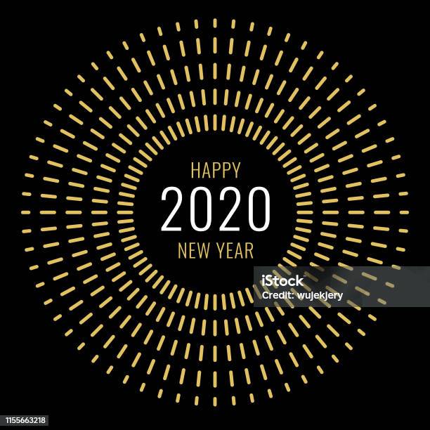 New Years Card 2020 With Fireworks Modern Design Stock Illustration - Download Image Now - Exploding, 2020, Circle