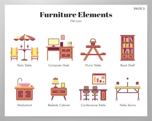 Vector illustration of Furniture elements flat pack