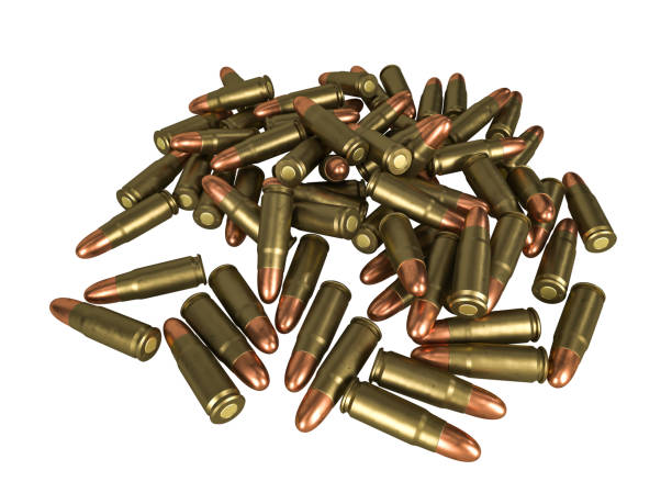 istock pistol cartridge 7.62x23 mm, Russian and Soviet army, isolated. 3d rendering 1155665115